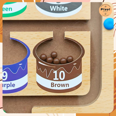 Bảng Gỗ Nam Châm Montessori Hình Hũ Kẹo Cho Bé Phân Biệt Màu Sắc Và Số Đếm