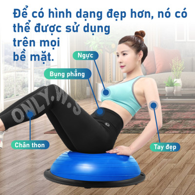 BG Bóng tập YOGA bóng thăng bằng GREY  58x20cm kèm bơm bóng,Bosu Bóng Tập Cân Bằng Bosu tập thể dục,Bóng đẹp Yoga Tại Nhà Cao Cấp ( hàng nhập khẩu)