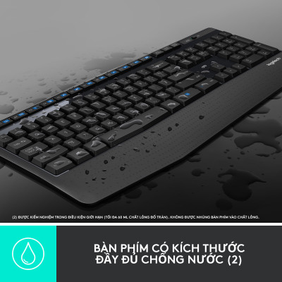 Combo chuột phím không dây Logitech MK345 - 1 đầu thu USB, pin lâu, chống tràn, fullsize - Hàng chính hãng