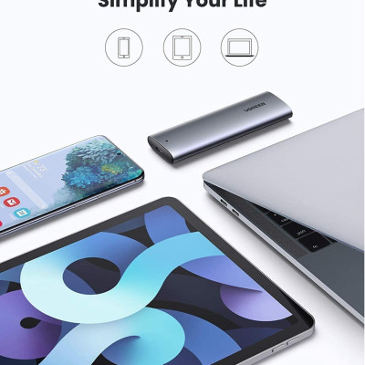 Ugreen UG10902CM400TK 0.5M m.2 nvme usb type c 10gbps hộp ổ cứng ssd màu xám kèm cáp 2 đầu C 3.1 Gen 1 - HÀNG CHÍNH HÃNG