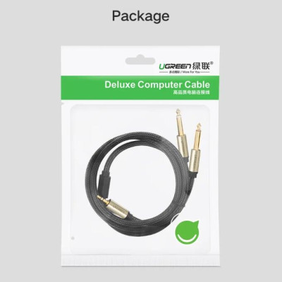 Ugreen UG40792AV126TK 2M Màu Đen Cáp âm thanh 2 đầu 6.5mm dương sang 3.5mm dương cao cấp - HÀNG CHÍNH HÃNG