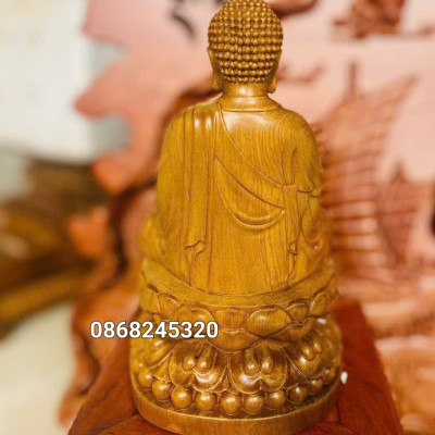 Tượng phật adi đà bằng gỗ bách xanh thơm nức kt cao 20×12cm 