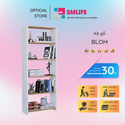 Kệ sách gỗ MDF gia đình thiết kế tiện dụng SMLIFE Blom