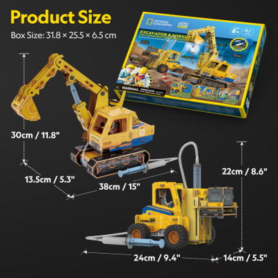 Đồ Chơi Mô Hình Lắp Ráp Máy Xúc Và Xe Nâng Nat Geo STEAM DS1131h