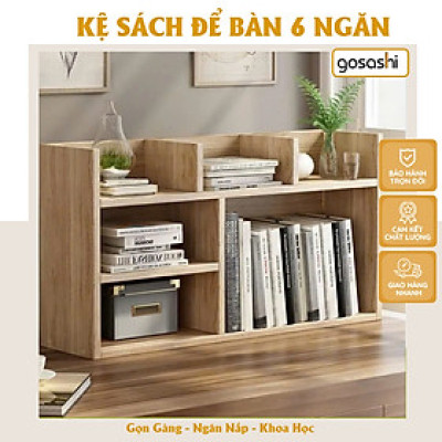 Kệ Sách Gỗ ,Hồ Sơ, Để Bàn HọcTập, Giá Để Tài Liệu, Decor Phòng Học, Chống Ẩm Mốc Loại 6 Ngăn Kích Thước 40CM*60CM