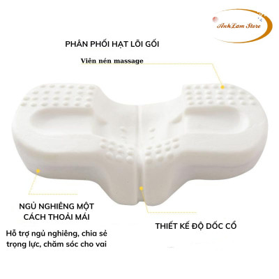 Gối cao su non công thái học Anh Lam Store chống đau vai gáy, ngủ ngáy, hỗ trợ ngủ nhanh - Thiết kế riêng biệt cho tư thế nằm ngửa và nằm nghiêng - Hàng chính hãng