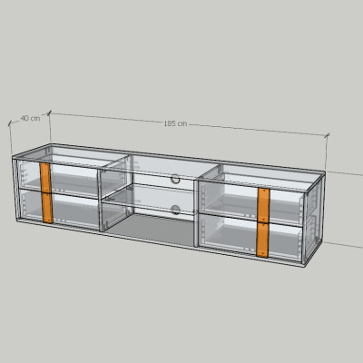 HAPPY FURNITURE , Kệ TV 4 ngăn kéo - SPACE, KTV_086 , 185cm x 40cm x 42cm DxRxC