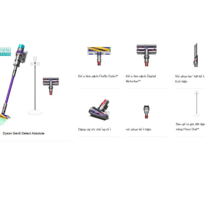 Máy hút bụi Dyson Gen5 detect Absolute - Model 2023 cao cấp xịn xò nhất nhà Dyson Hàng chính hãng