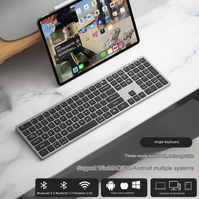 Bộ Bàn phím chuột không dây Fullsize H869 pin sạc TypeC đa kết nối bluetooth 5.2 + 3.0 + Usb wireless 2.4G hàng nhập khẩu