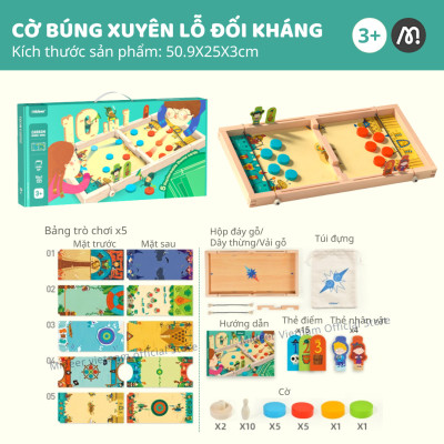 Cờ búng xuyên lỗ đối kháng bằng gỗ cao cấp Mideer 10 in 1 Carrom Board Game , đồ chơi trí tuệ cho bé