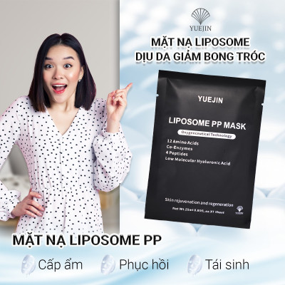 Hộp 10 miếng mặt nạ Đen phục hồi da Liposome PP Yuejin - Mặt nạ nuôi dưỡng tế bào, phục hồi nhanh, cấp ẩm, tái sinh cho da