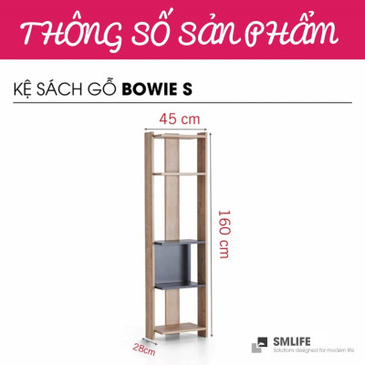 Giá sách đẹp trang trí phòng khách SMLIFE Bowie Size S
