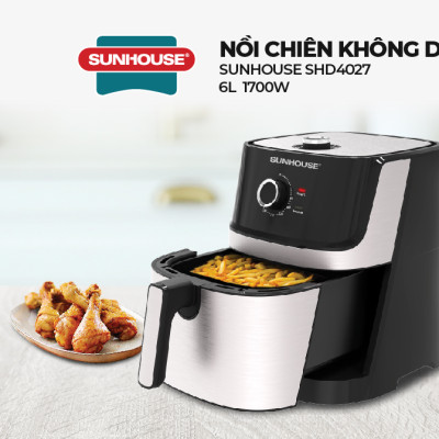 Nồi Chiên Không Dầu Sunhouse SHD4027 (6 Lít) - Hàng chính hãng
