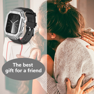 Ốp Case tích hợp dây đeo Vỏ Kim Loại bảo vệ cho Apple Watch Series 4/5/6/SE/7/8/9/SE2 Size 44mm/45mm - Hàng Nhập Khẩu