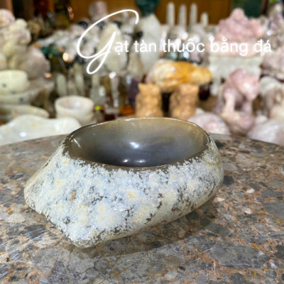 Gạt tàn thuốc bằng đá mã não NHASAN GTT01 Vẻ Đẹp SANG TRỌNG Vĩnh Cửu nặng 560gr (KT: 10x12cm)