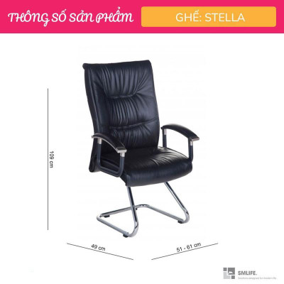 Ghế văn phòng chân quỳ inox bọc da SMLIFE Stella