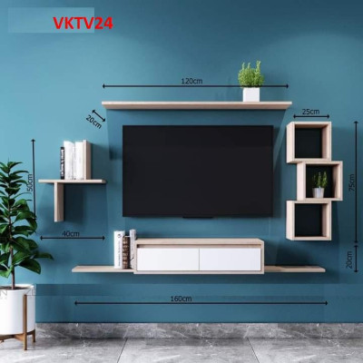 Bộ Kệ Ti Vi Treo Tường Trang Trí VKTV21 - Nội Thất Lắp Ráp