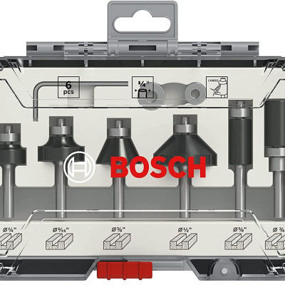 BỘ MŨI PHAY CẠNH 6 MÓN (MỚI) BOSCH 2607017470 - HÀNG CHÍNH HÃNG