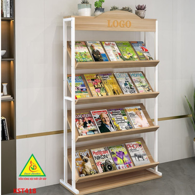 Kệ trưng bày sản phẩm, hàng hóa , kệ trang trí khung sắt mặt gỗ KST418- Nội thất lắp ráp Viễn Đông Adv