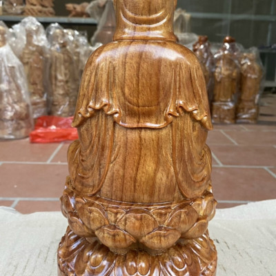 Tượng phật bà quan thế âm bồ tát bằng gỗ huyết long kt cao 30×15×15cm