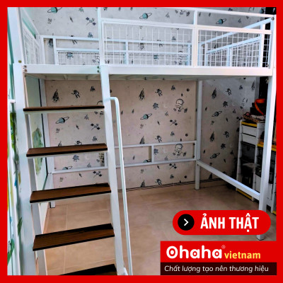 [Kèm Ảnh Thực Tế - Miễn phí vận chuyển & Lắp đặt] GIƯỜNG TẦNG THÔNG MINH KHUNG SẮT CÓ BÀN HỌC OHAHA - GTS001