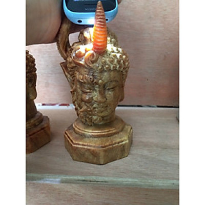 Diện phật thiện ác bằng gỗ huyết long kt cao 15×8cm