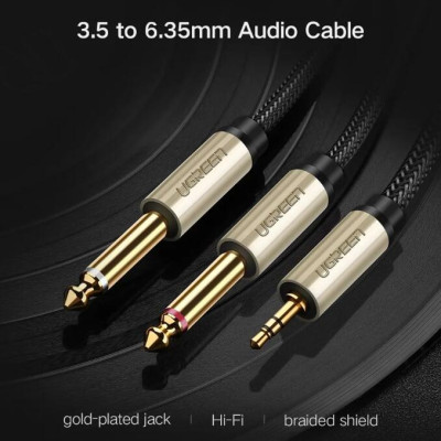 Ugreen UG40792AV126TK 2M Màu Đen Cáp âm thanh 2 đầu 6.5mm dương sang 3.5mm dương cao cấp - HÀNG CHÍNH HÃNG