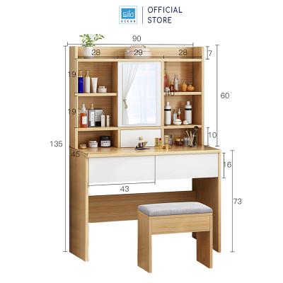 Bàn Trang Điểm, Làm Việc Đa Năng Hiện Đại Cỡ Lớn Thương Hiệu SIB Decor (Tặng Kèm Ghế) BTD11