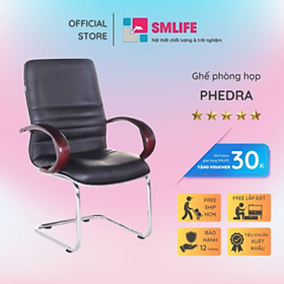 Ghế phòng họp chân quỳ inox bọc da SMLIFE Phedra