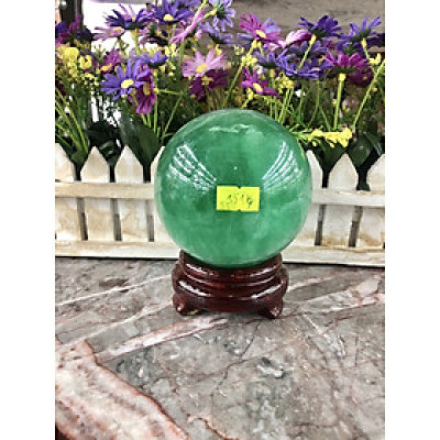 Quả cầu phong thủy đá thạch anh xanh - Đường kính 9,5 cm