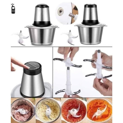Máy Xay Thịt Đa Năng Cối Inox 2 Lít Dao Thép 4 Lưỡi
