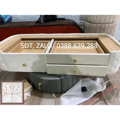 Hàng Siêu Cấp Bộ bàn phấn trang điểm 2 mặt kính họa tiết kim cương bọc da, nỉ cao cấp, sang trọng  - Giá Tại Xưởng