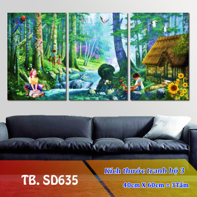 Tranh treo Tường 3D Sơn Dầu SD635- Tranh treo phòng khách đẹp