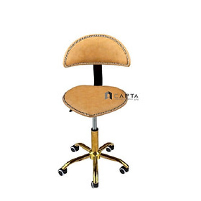 Ghế quầy giao dịch chân xoay CB2299B-2P Nội thất Capta Ghế tư vấn viên nệm da simili nâu bò và xanh chân xoay màu vàng có bánh xe nhựa di chuyển dễ dàng tại tp hcm