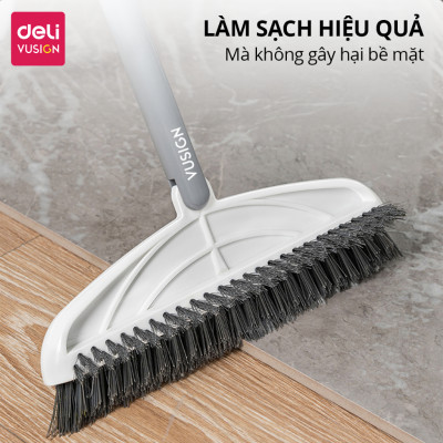 Chổi Chà Sàn Nhà Tắm Kết Hợp Gạt Nước Đầu Chữ V Deli - Chổi Cọ Sàn Đa Năng 2 Đầu Chổi Kèm Gạt Nước Làm Sạch Mọi Góc Bẩn