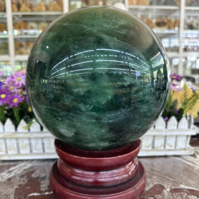 Quả cầu phong thủy đá thạch anh xanh - Đường kính 17,8 cm