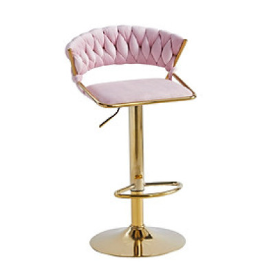 Ghế quầy bar chân tăng giảm CB2164B-F Nội thất Capta Ghế ngồi đảo bếp nệm vải nhung tựa hở lưng độc đáo chân mạ màu vàng Gold tại HCM