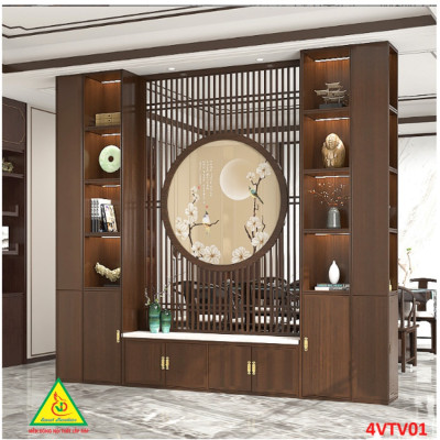 Kệ tivi kiêm vách ngăn phòng khách và nhà bếp có đèn 4VTV01 - Nội thất lắp ráp Viendong adv