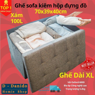 Thùng đựng đồ đa năng kiếm ghế ngồi gấp gọn 110L cỡ đại Châu Âu CA05 - Thùng gỗ bọc vải Oxford cao cấp chắc chắn có thể làm ghế ngồi, trang trí nhà cửa D Danido