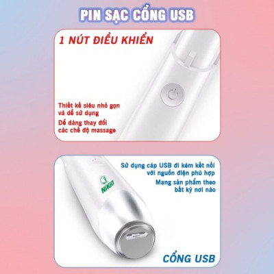Bút Massage Mắt, Máy Mát Xa Môi Nhiệt Nóng Nikio NK-115 - Giảm Nếp Nhăn Và Thâm Quầng Mắt, Mỏi Mắt Hiệu Quả