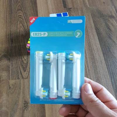 Cho máy Oral B Braun, bộ 4 Đầu Bàn Chải đánh răng điện thay thế MIHOCO EB25-P New Floss Action, đánh tan mảng bám, cao răng, làm sạch vết ố