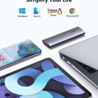 Ugreen UG10903CM400TK M.2 NGFF Usb type c Thiết bị đựng ổ cứng cỡ ssd dùng để kết nối ổ cứng Sata NGFF với máy tính kèm dây cáp - HÀNG CHÍNH HÃNG
