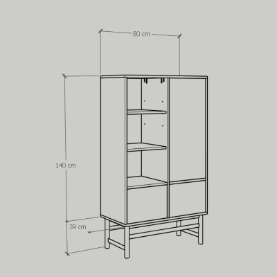 [Happy Home Furniture] CATY , Kệ sách 2 ngăn kéo 1 cửa mở - chân sắt ,  80cm x 39cm x 140cm (DxRxC), KSA_024