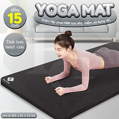 BG Thảm tập Yoga,GYM chuyên dụng dày 15mm NBR nguyên khối, độ đài hồi tốt, chống lún, Chống trơn trượt, độ bám cao, ngăn ngừa hôi và ẩm mốc (hàng nhập khẩu)