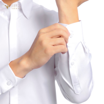 ÁO SƠ MI TRẮNG, KHUY ẨN, CHẤT LIỆU BAMBOO CAO CẤP, THƯƠNG HIỆU THE SUITS HOUSE