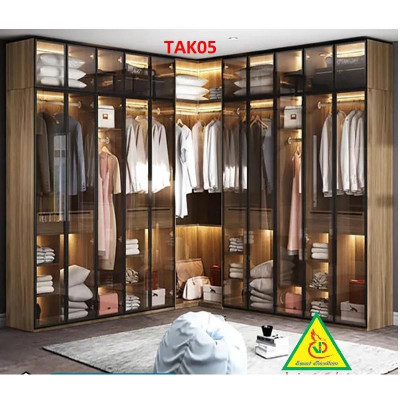 Tủ quần áo cánh kính khung nhôm hiện đại cánh mở TAK05 ( giá mét vuông tủ) - Nội thất lắp ráp Viễn Đông Adv