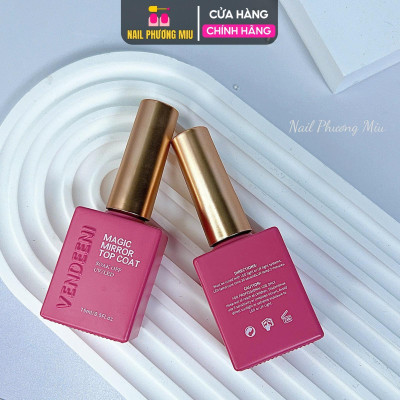 Top Bóng Chà Tráng Gương Vedeeni Làm Nail Chai 15ml Vỏ Đỏ Hồng, Sơn Gel Magic Mirror Top Coat Bám Bột Siêu Sáng, Bền Màu Móng Nữ Women