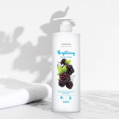 Kem Tắm Watsons Chiết Xuất Dâu Tằm & Vitamin B3 Trắng Da Brightening Shower Cream 450ml