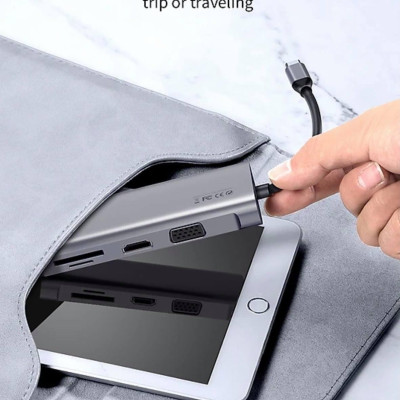 Hub Chuyển Đa Năng WIWU Alpha 11 In 1 USB-C A11 Đầu Ra HDMI 4K, Hỗ Trợ Sạc PD - Hàng Chính Hãng