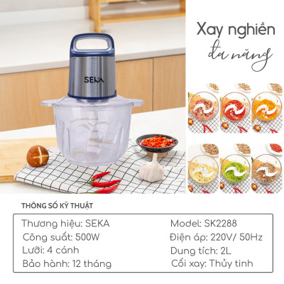 Máy Xay Thịt Đa Năng SEKA 500W, Cối Thủy Tinh Bền Bỉ hàng nhập khẩu